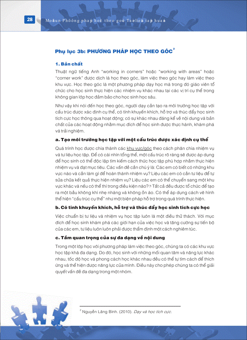 image for page Mô đun đào tạo giáo viên về Học theo góc