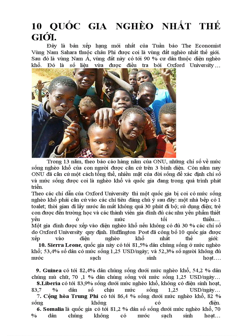 image for page 10 quốc gia nghèo nhất thế giới