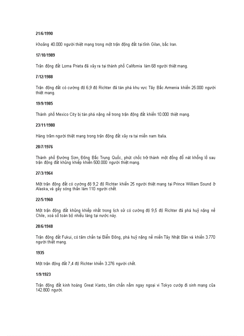 image for page Các trận Động đất lớn
