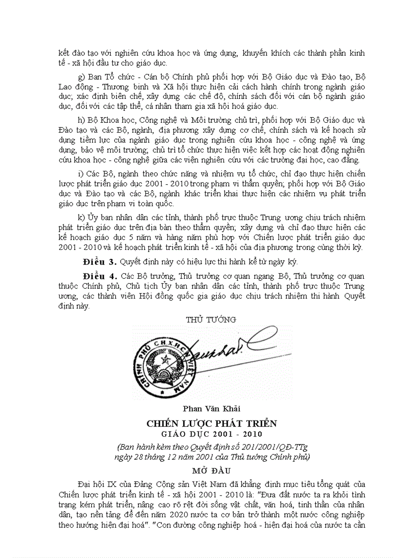 image for page Chiến lược phát triển giáo dục 2001 2010