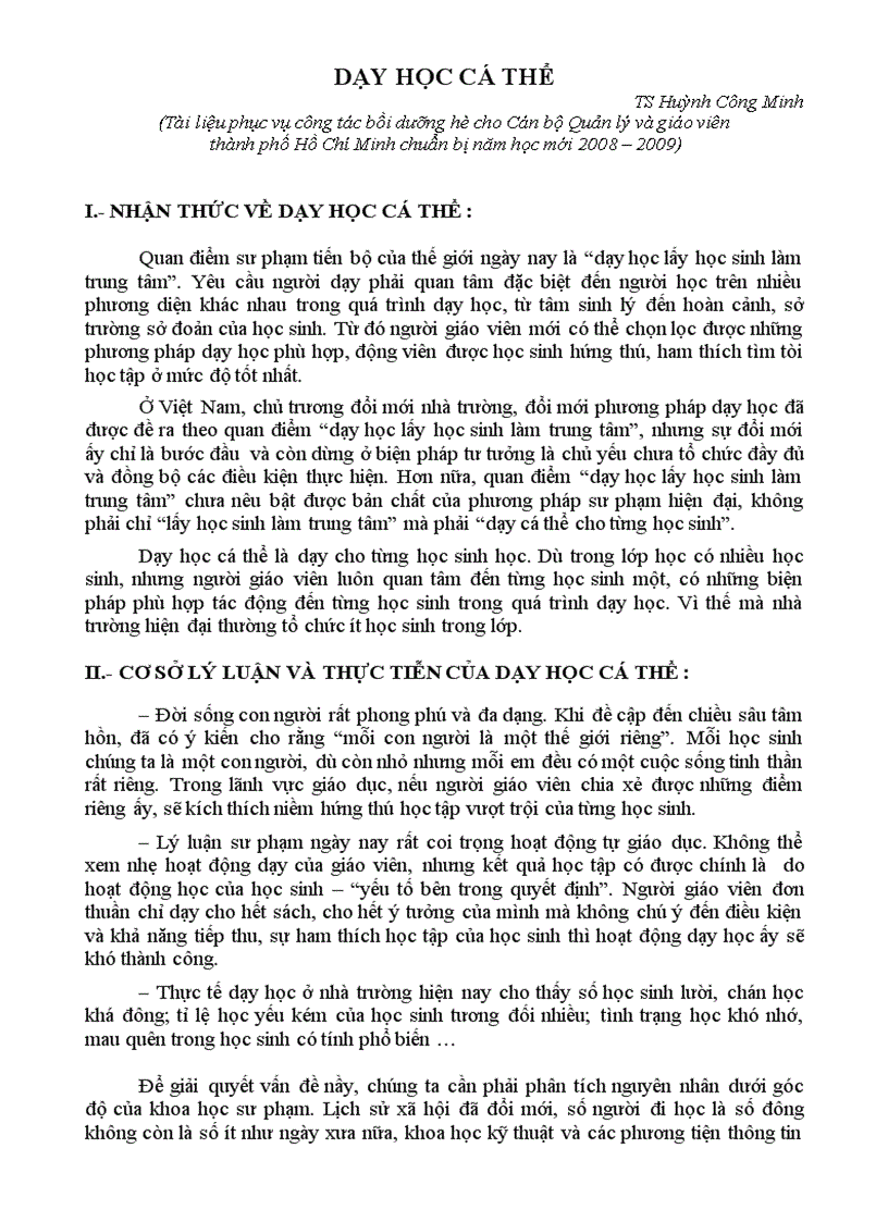 image for page Dạy học cá thể