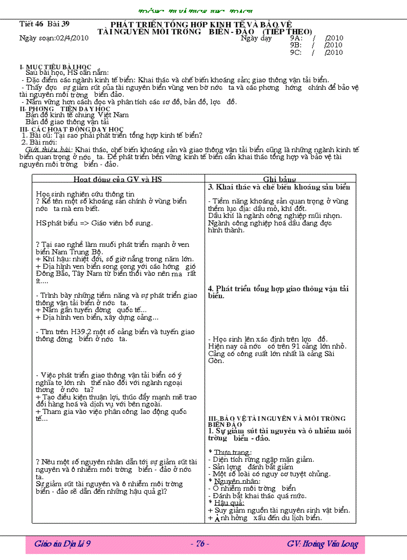 image for page Giao an Dia li 9 Long