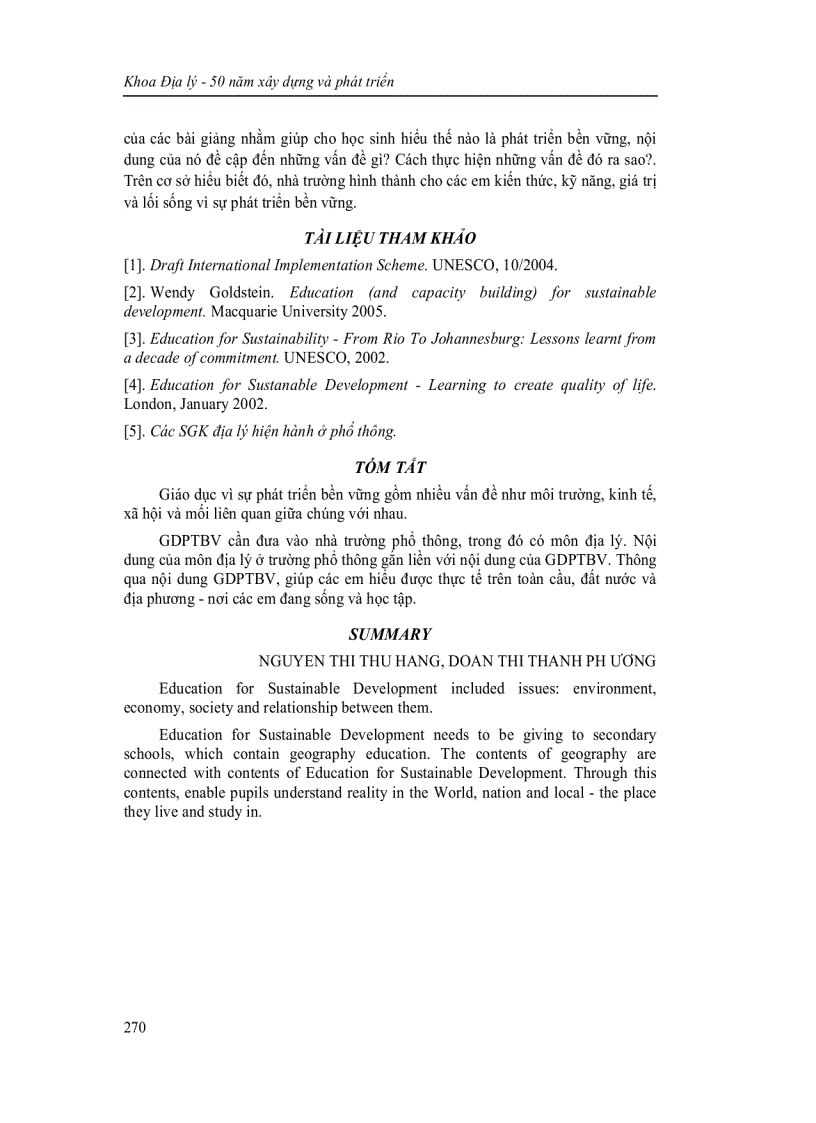 image for page Giáo dục vì sự phát triển bền vững thông qua chương trình SGK địa lý phổ thông