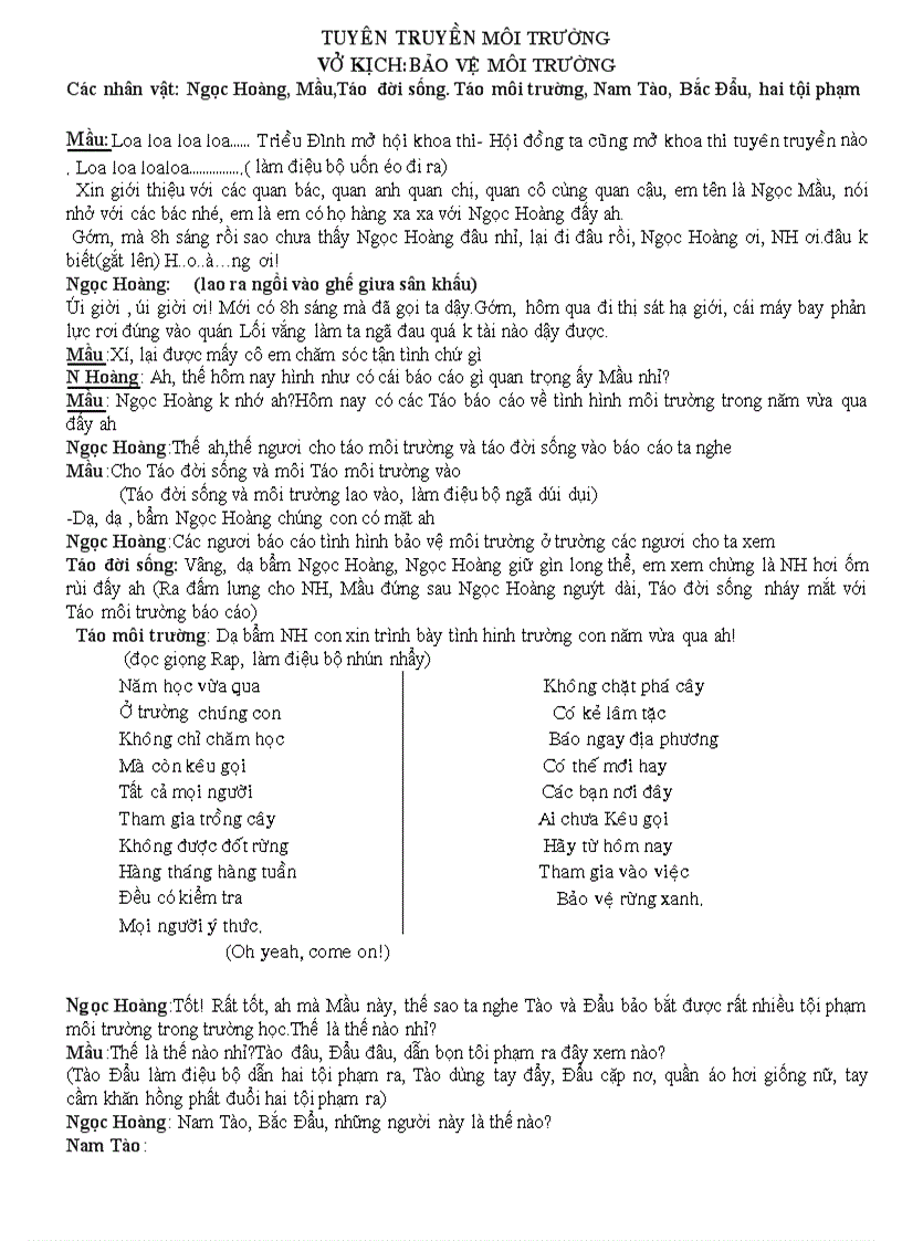 image for page Kich bản BV môi trường