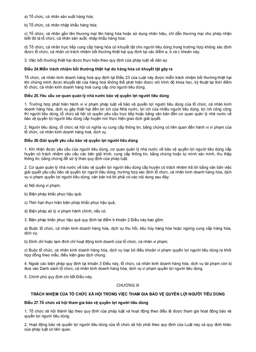 image for page Luật Bảo vệ người tiêu dùng 2011