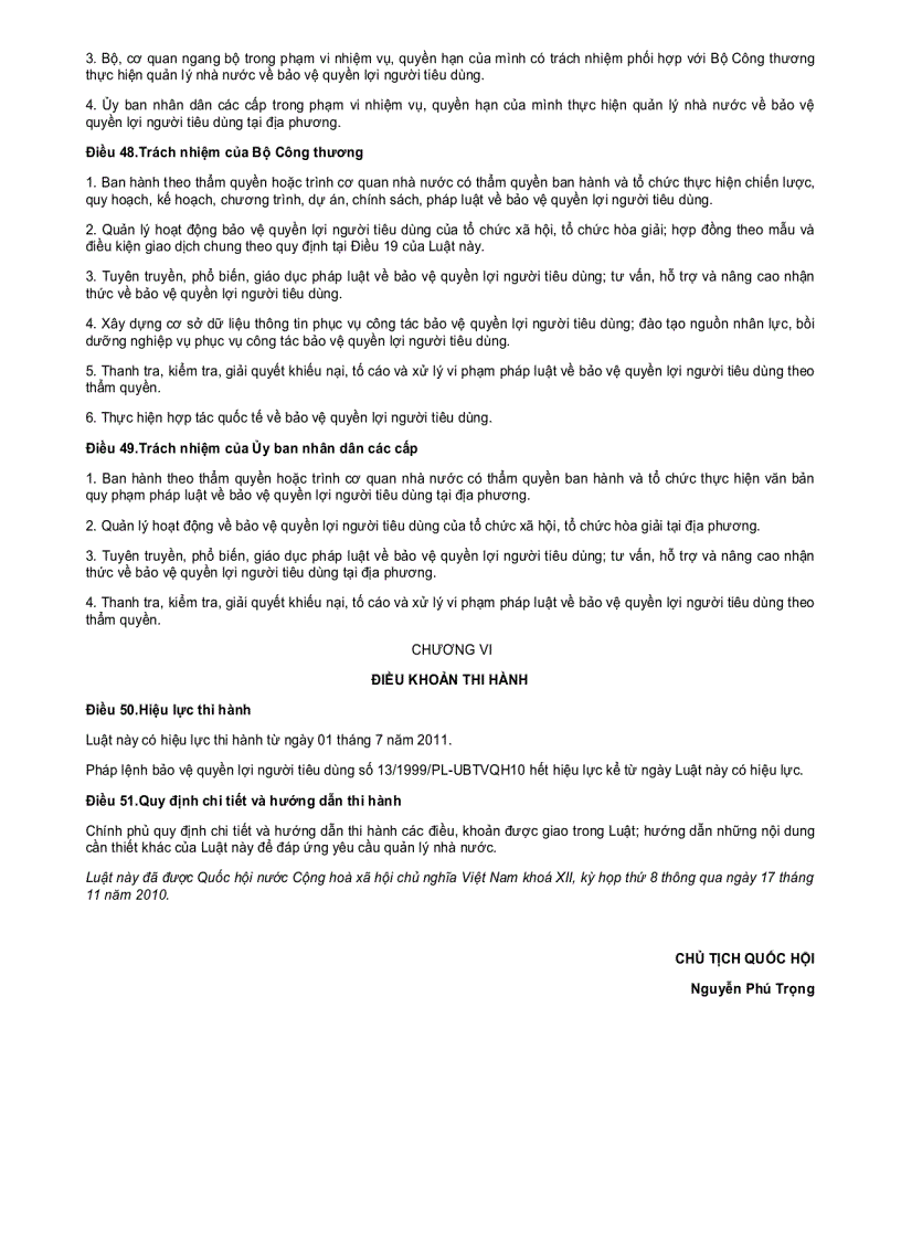 image for page Luật Bảo vệ người tiêu dùng 2011