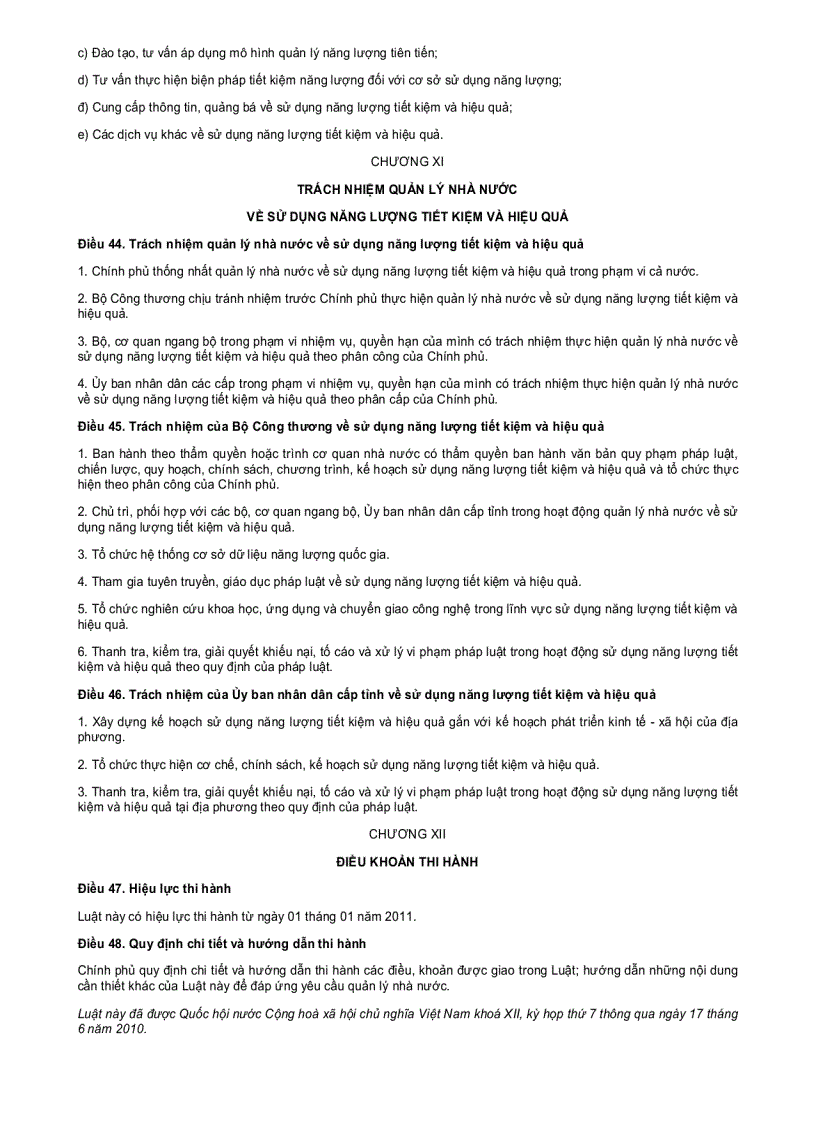 image for page Luật sử dụng năng lượng 2011