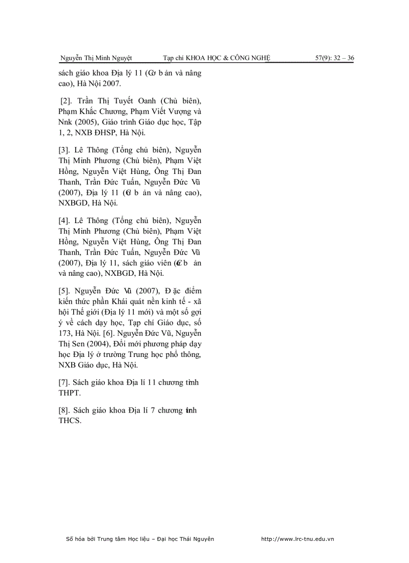 image for page Một số điểm cần lưu ý khi dạy học Địa lý 11