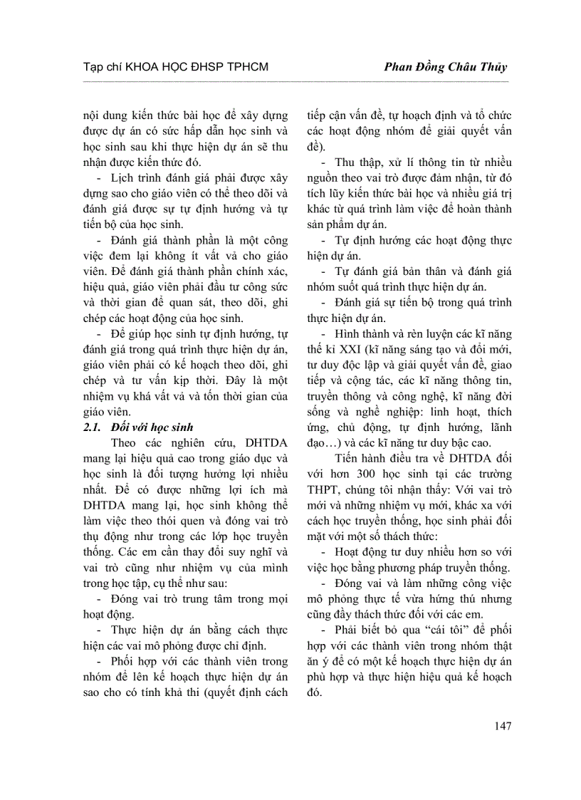 image for page Nhiệm vụ thách thức của giáo viên học sinh Việt Nam trong dạy học theo dự án