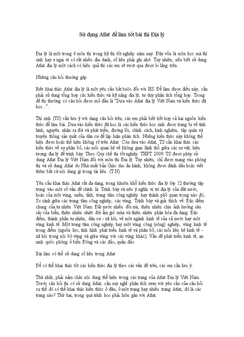 image for page Sử dụng Atlat để làm tốt bài thi Địa lý