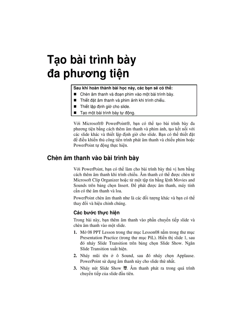 image for page Tạo bài trình bày với Microsoft PowerPoint Phần III