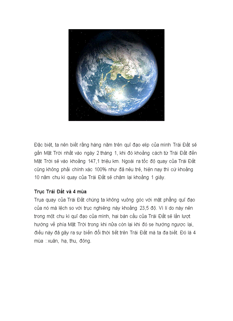 Thông tin về Trái Đất
