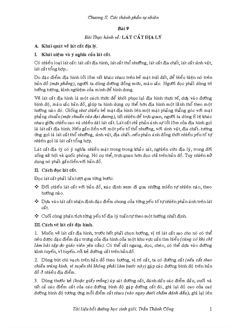 image for page Thực hành Lát cắt địa lý