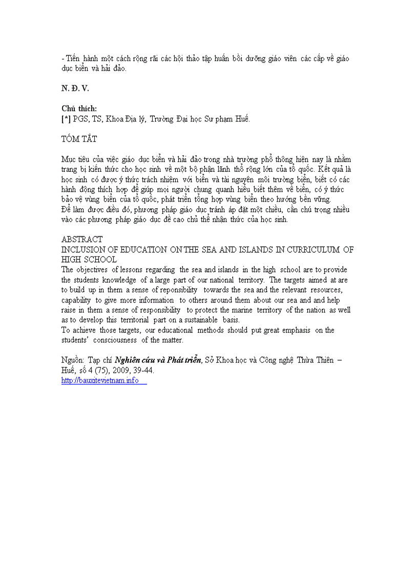 image for page Tích hợp giáo dục về biển và hải đảo vào các môn học trong nhà trường phổ thông