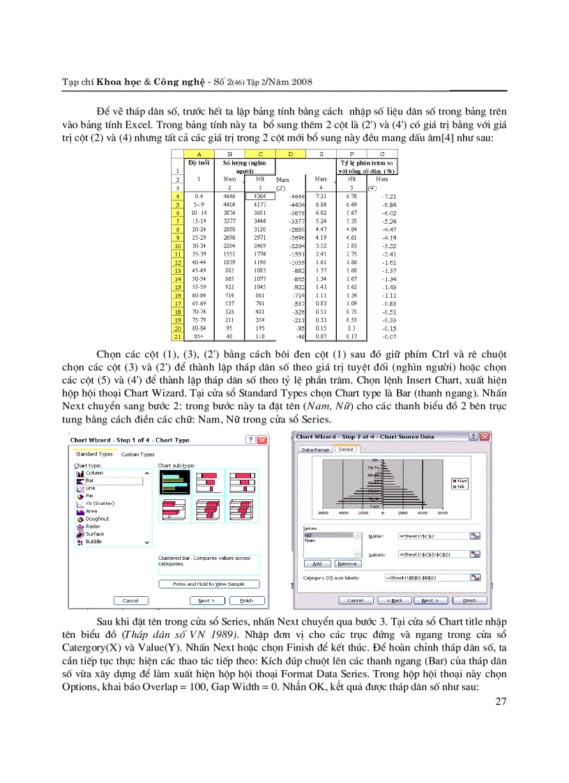 image for page Ứng dụng phần mềm Excel thành lập tháp dân số trong nghiên cứu Địa lý
