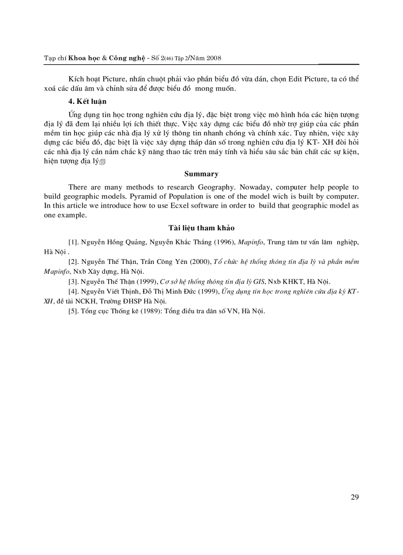 image for page Ứng dụng phần mềm Excel thành lập tháp dân số trong nghiên cứu Địa lý