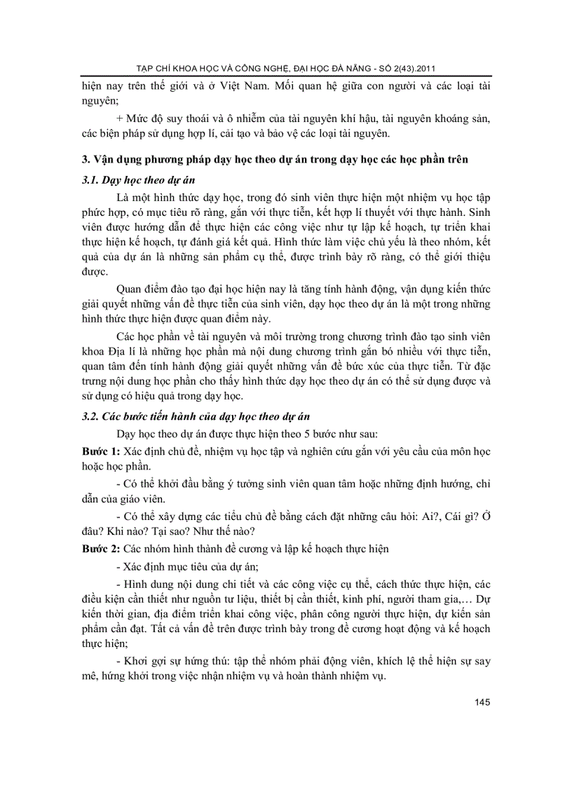 image for page Vận dụng PP dạy học theo dự án trong môn Địa lý