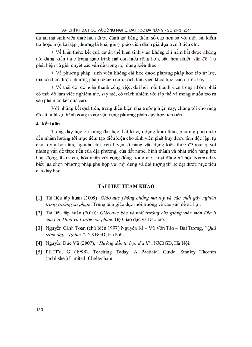 image for page Vận dụng PP dạy học theo dự án trong môn Địa lý