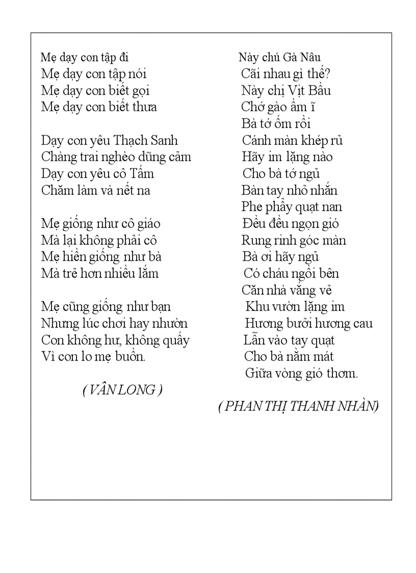 1 số bài thơ lớp lá