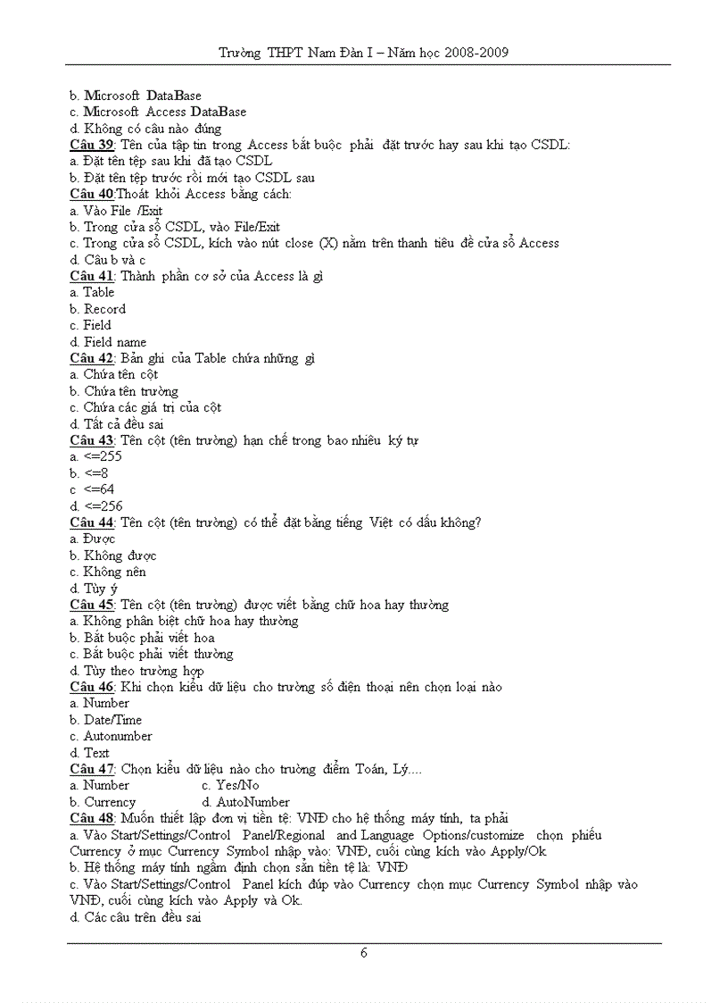 image for page 120 câu hỏi trắc nghiệm Access 12