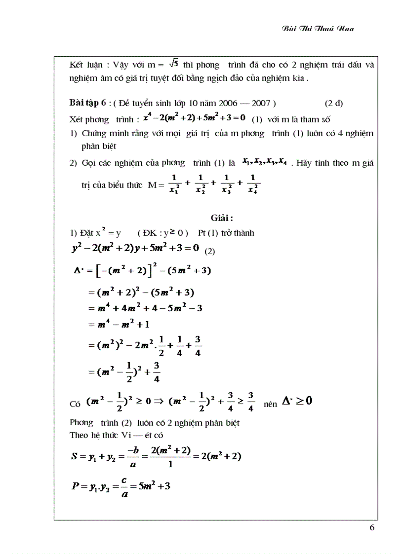 image for page Áp dụng hệ thức Viet trong giải toán