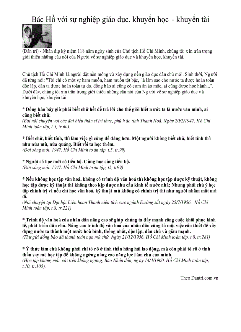 image for page Bac Ho voi su nghiep giao duc