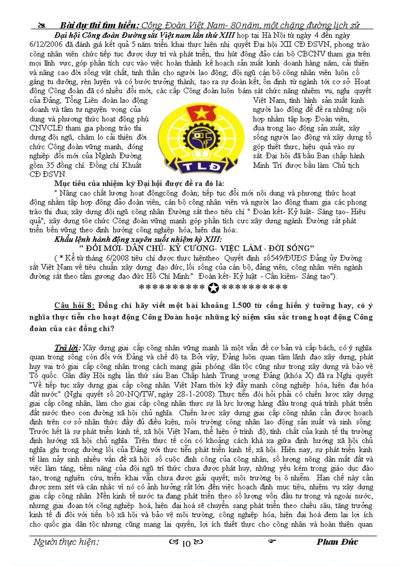 image for page Bài dự thi tìm hiểu Công đoàn Việt Nam 80 năm một chặng đường lịch sử