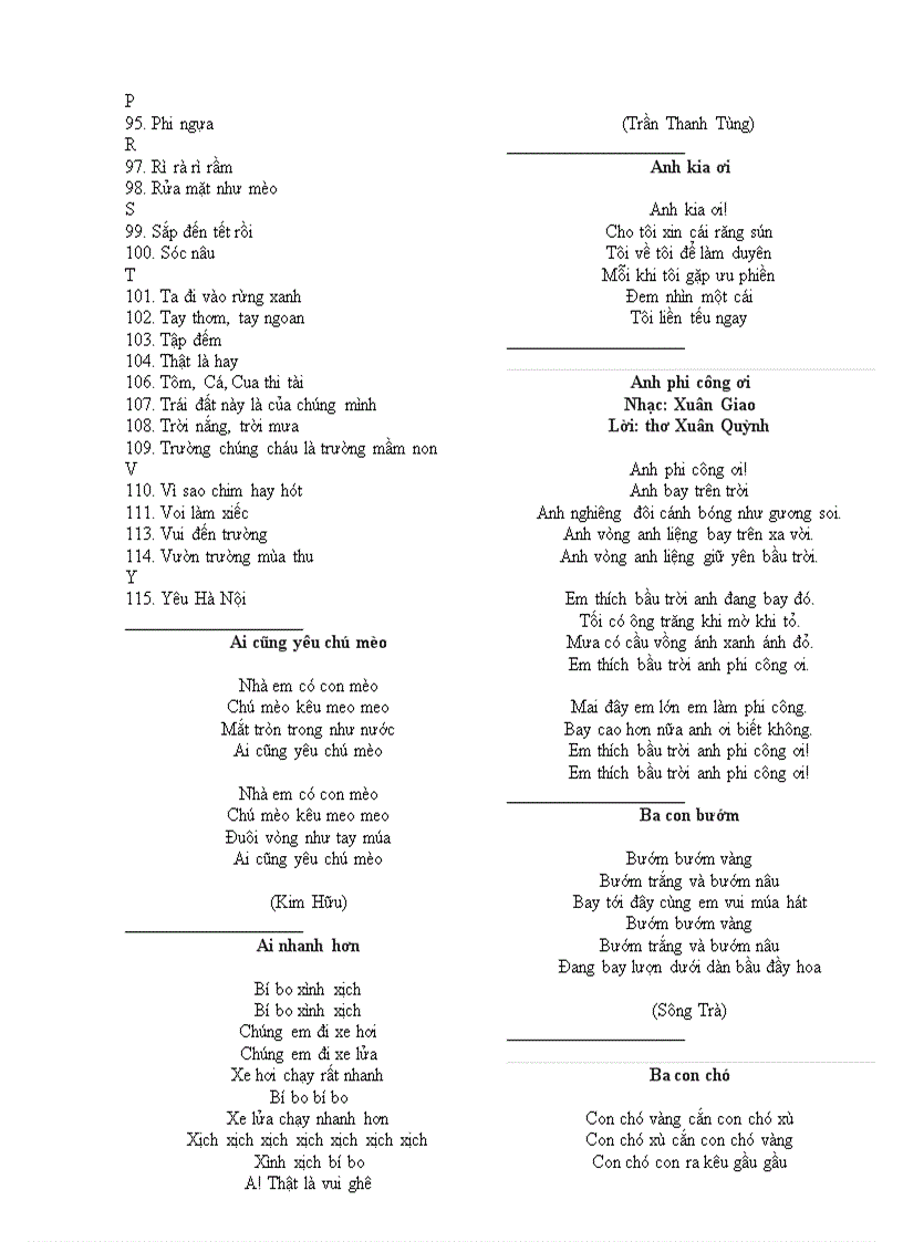 image for page Bài hát mẫu giáo