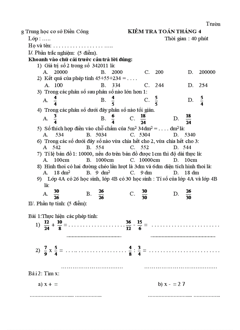image for page Bài kiểm tra toán tiếng việt lớp 4