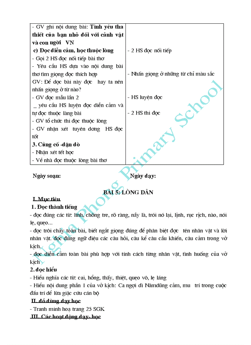 image for page Bài soạn Tập đọc 5 cả năm