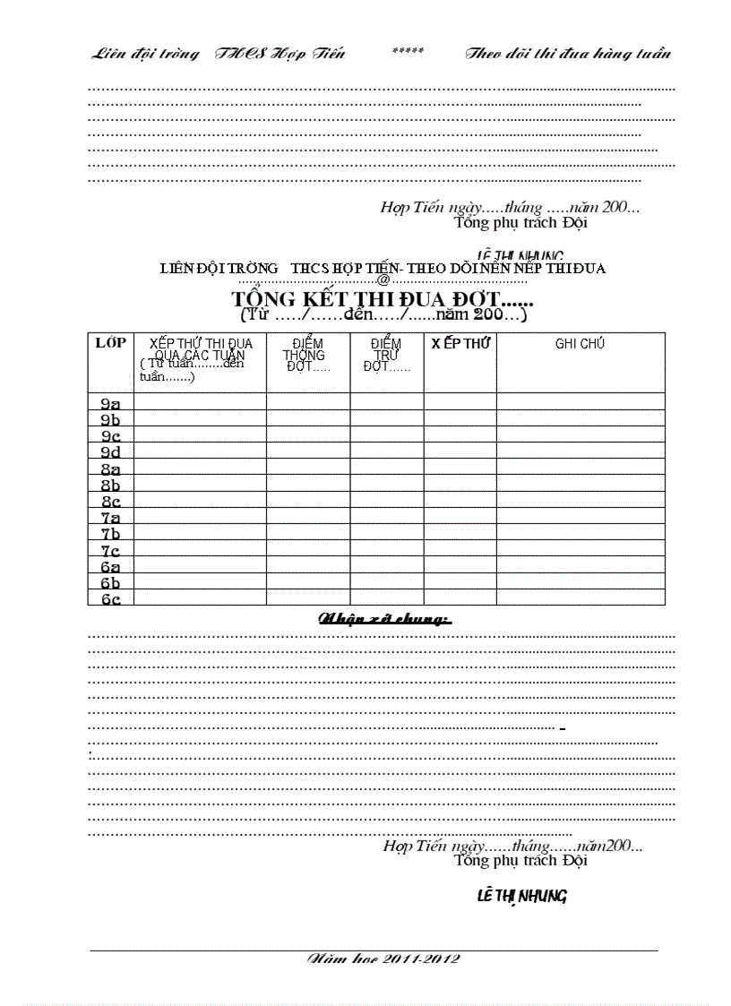 image for page Bang cham thi dua