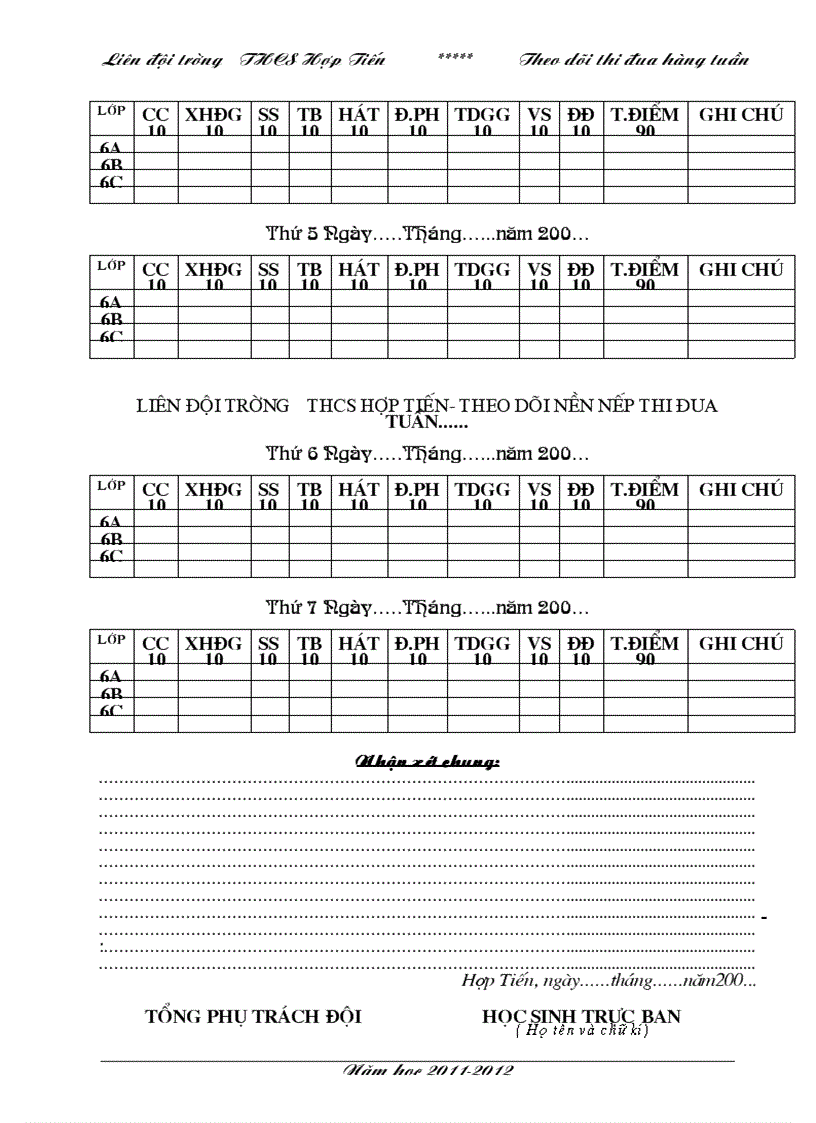 image for page Bang cham thi dua