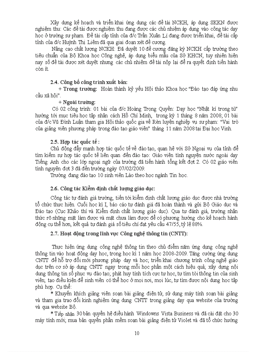 image for page Báo cáo Sơ kết Học kỳ I 2008 2009