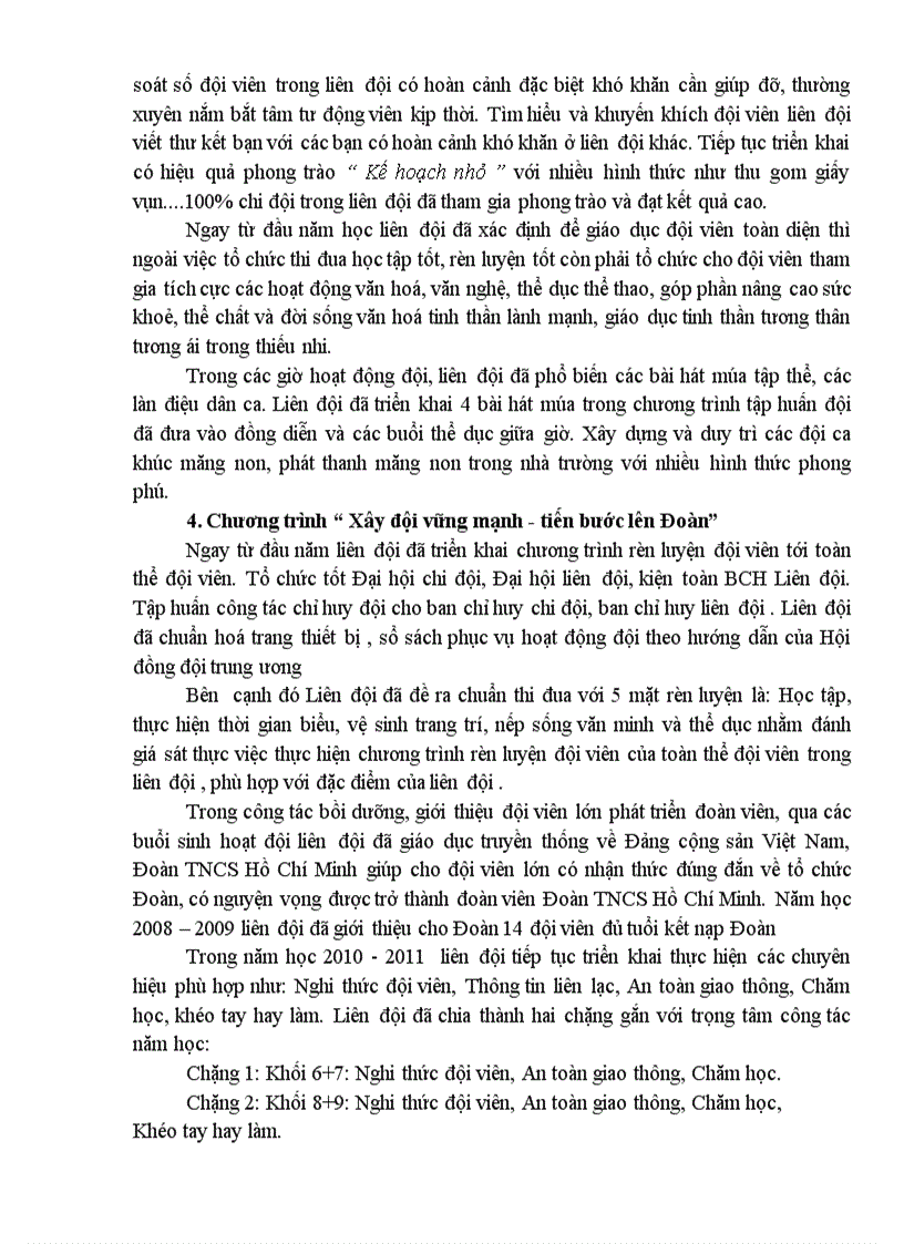 image for page Báo cáo tổng kết công tác Đội năm học 2010 2011