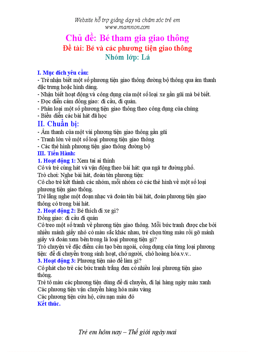 image for page Bé và các phương tiện