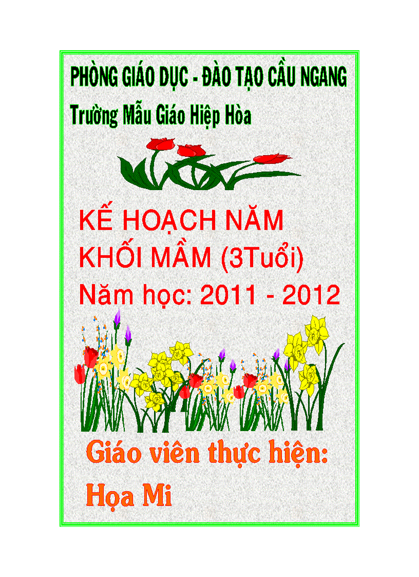 BÌA Kế hoach năm khối mầm 3 tuổi