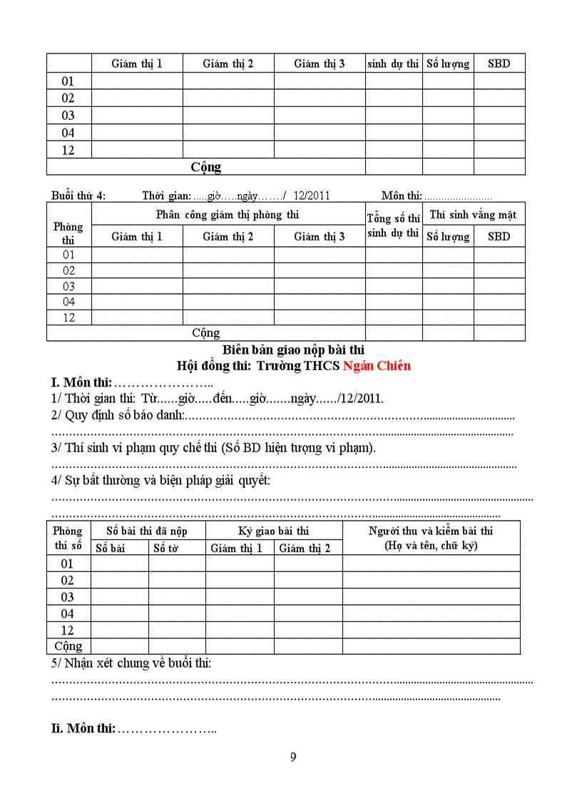 image for page Bien ban coi thi hoc ky lop 9 chuan