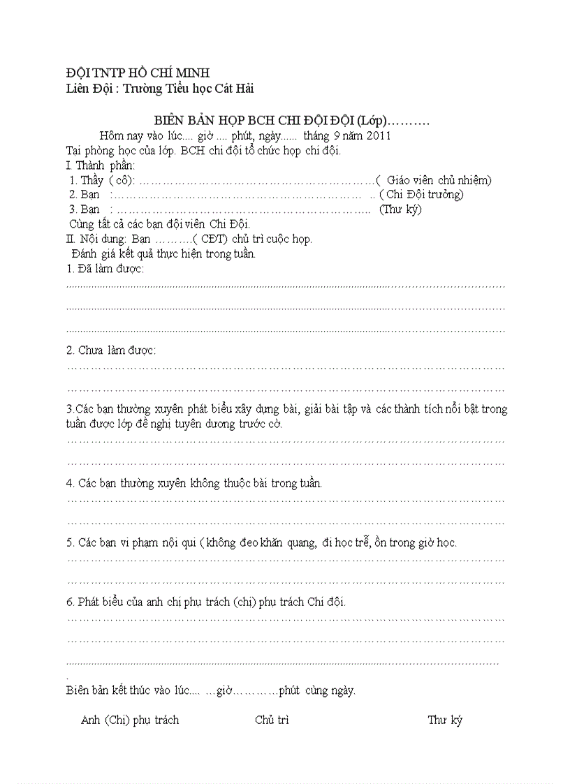 image for page Biên bản họp BCH liên chi đội