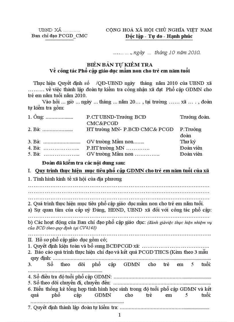 image for page Bien ban tự kiem tra PCGD Mam non