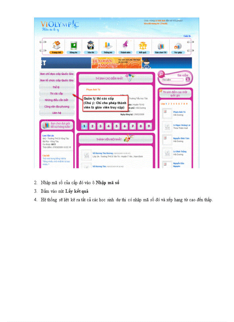 image for page Các bước tổ chức thi các cấp của cuộc thi Violympic