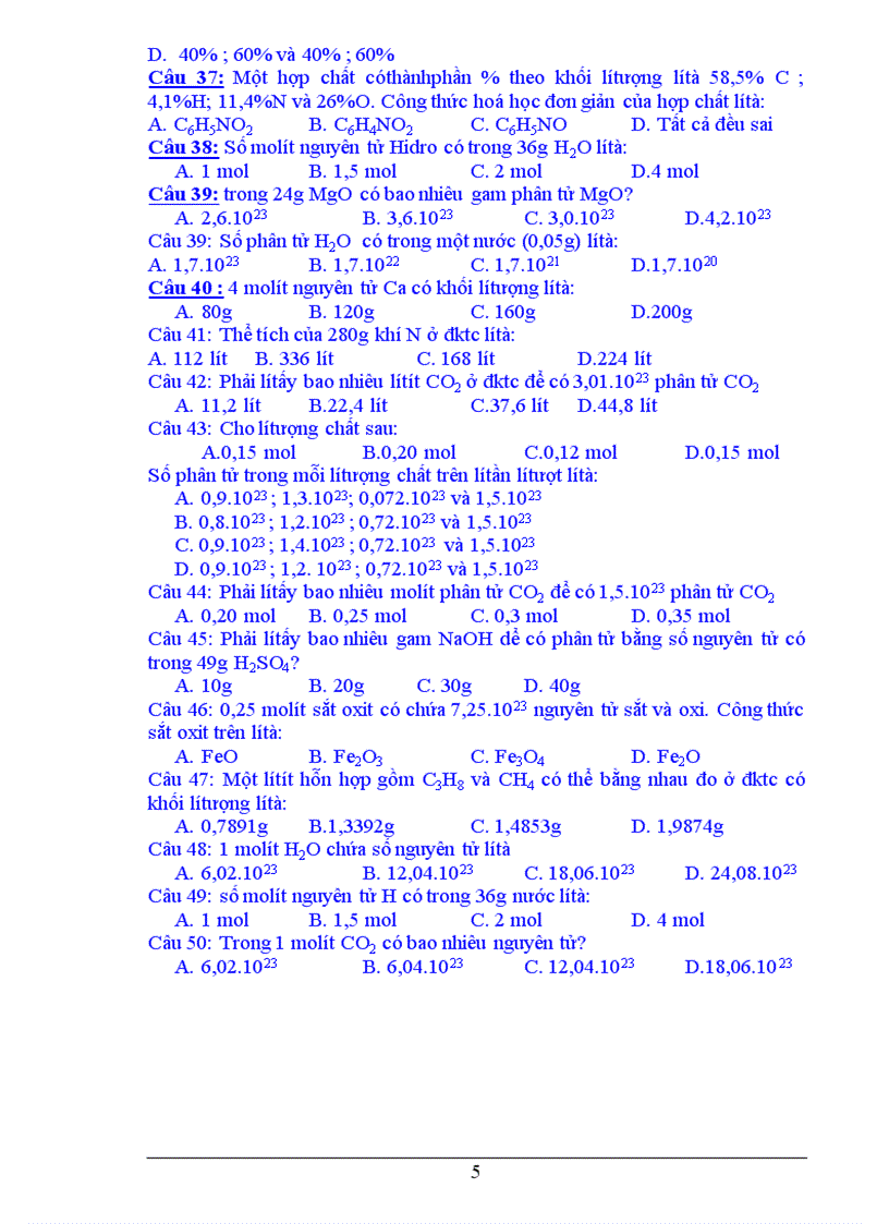 image for page Câu Hỏi Trắc Nghiệm Hóa 8