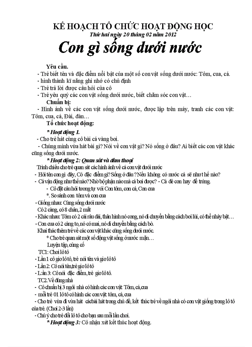 image for page Chủ đề ĐỘNG VẬT Nhánh Động vật dưới nước