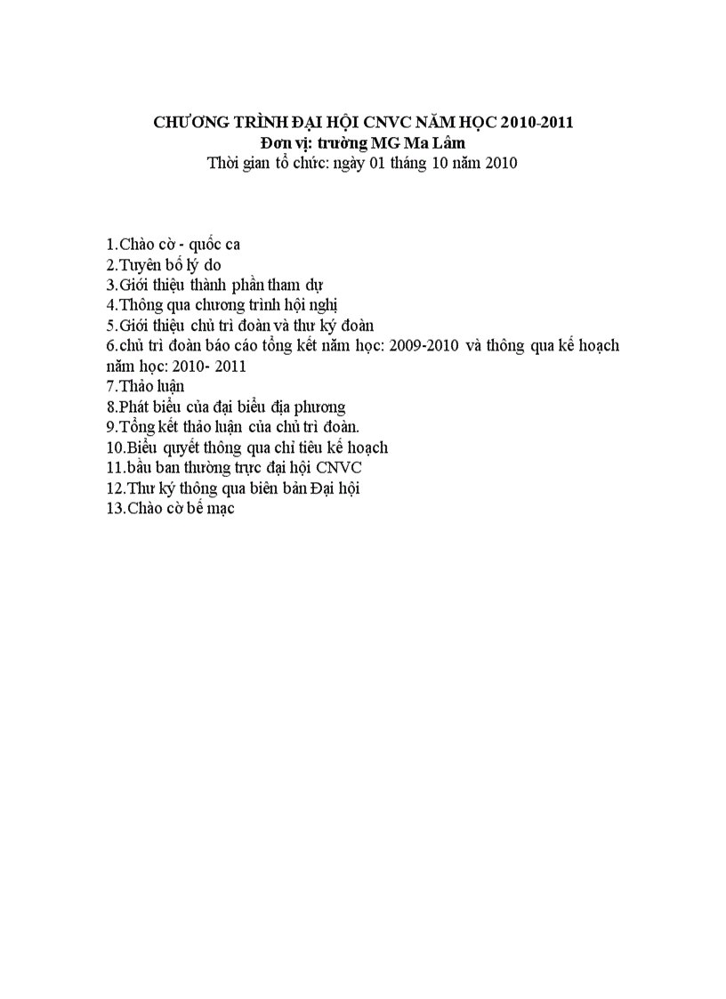 image for page Chương trình Đại hội CNVC năm học 2010 2011