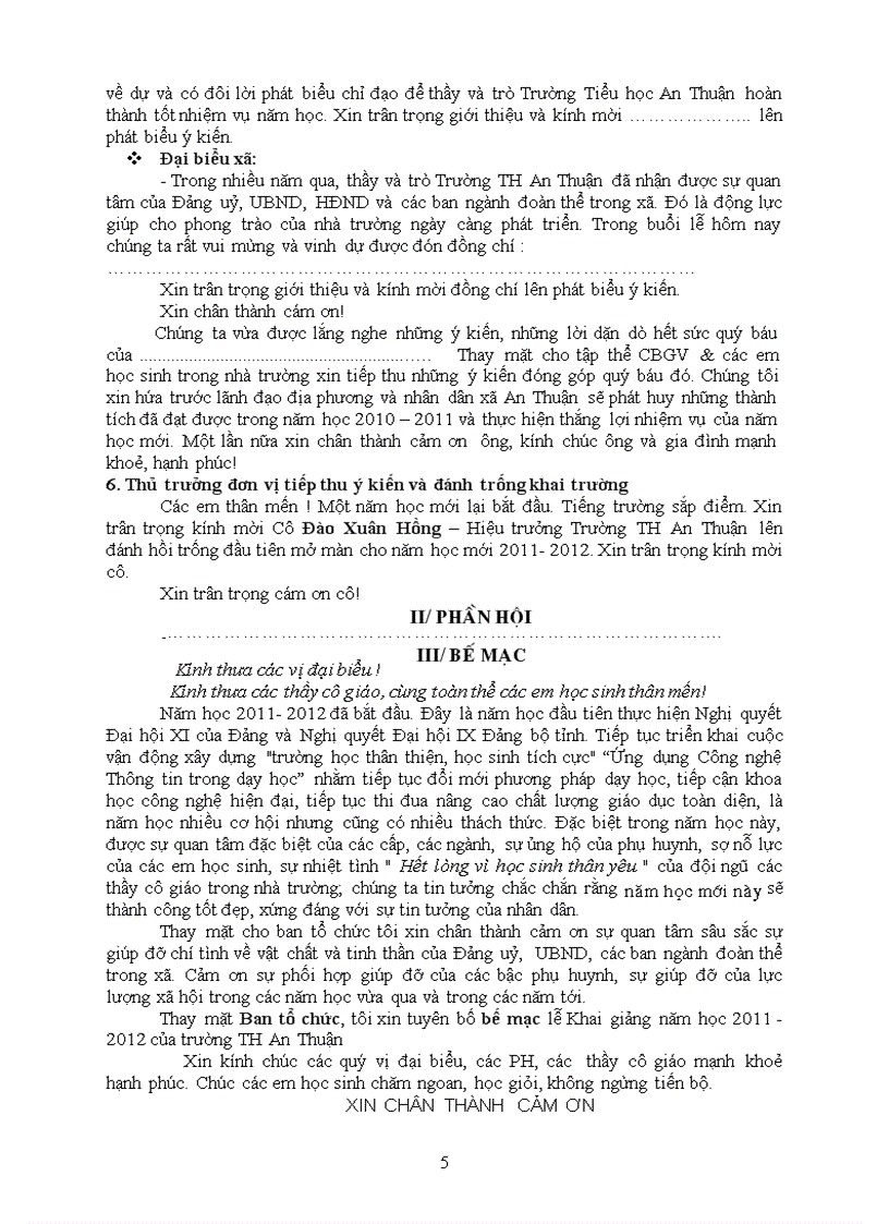 image for page Chương trình Lễ khai giảng năm học 2011 2012