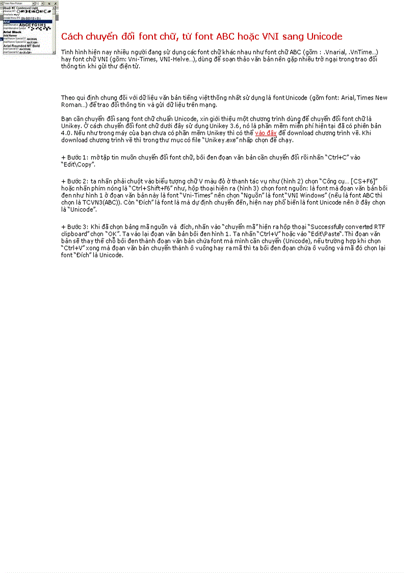 image for page Chuyển đổi font chữ