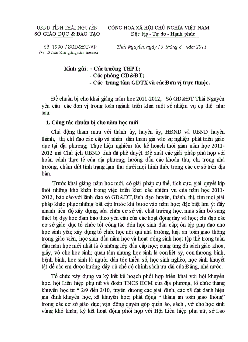 image for page Công văn hướng dẫn khai giảng của sở GD