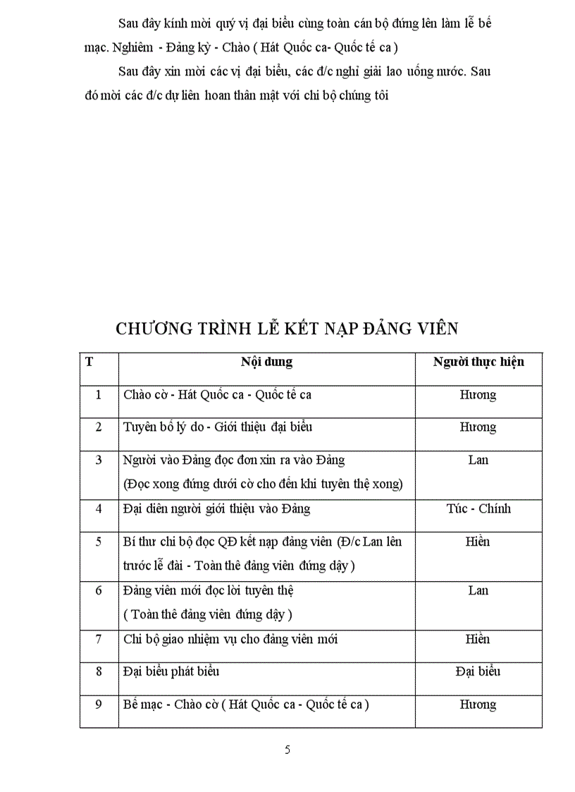image for page Dẫn chương trình lễ kết nạp đảng viên