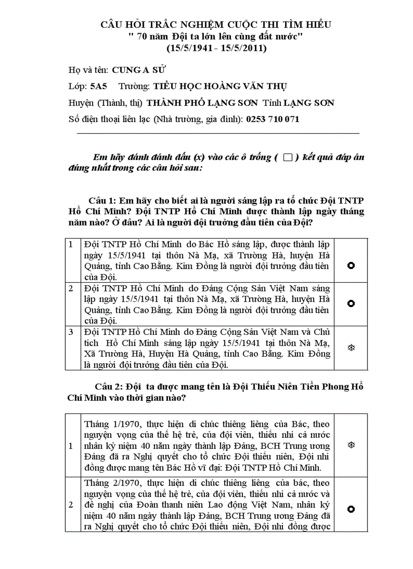 image for page Đáp án cuộc thi tìm hiểu cuộc thi tìm hiểu 70 năm đội ta lớn lên cùng đất nước