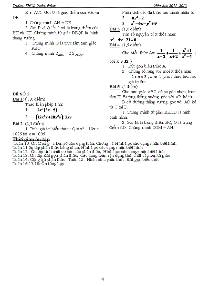 image for page Đề cương ôn KSCL kì I Toán 8 2011 2012