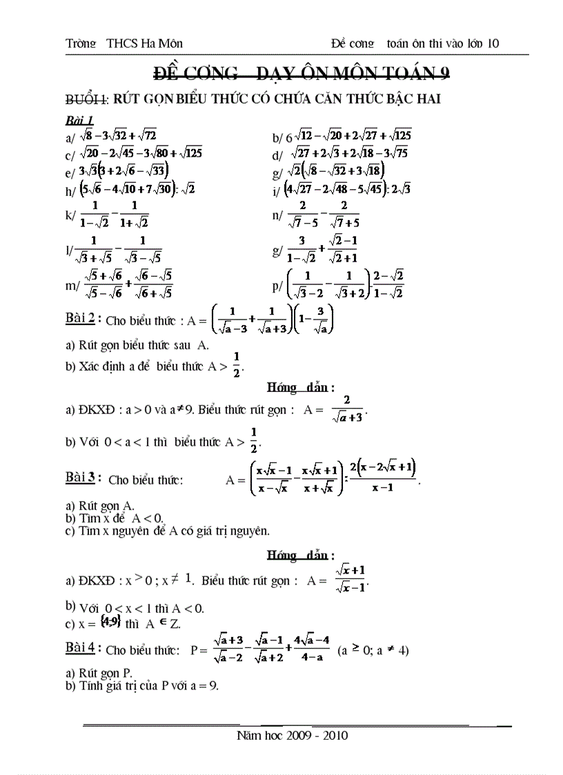 image for page Đề cương ôn tập toán 9 09 10